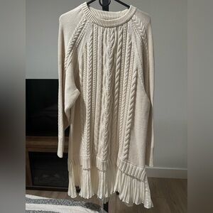 Anthropologie Cream Cable Knit Sweater Dress NWT